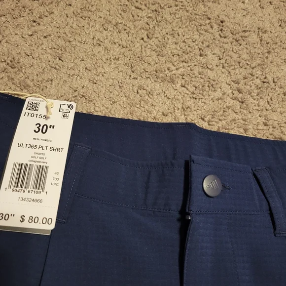 Addidas Utra 365 Navy Blue Textured Golf Shorts Size 30 Bnwt - Picture 3 of 10